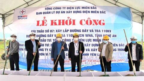 Khởi công dự án Đường dây và TBA 110kV khu công nghiệp WHA, tỉnh Nghệ An